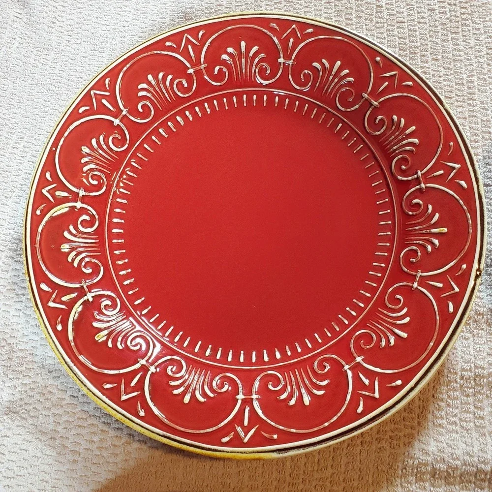 maioliche jessica made in italy Red 4‎ Tectured Handmade 11 1/8